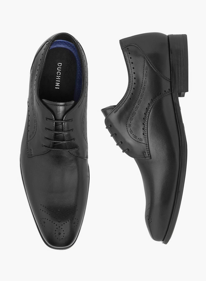 DUCHINI Men's Cutout Detail Derby Shoes with Lace-Up Closure - Image 2