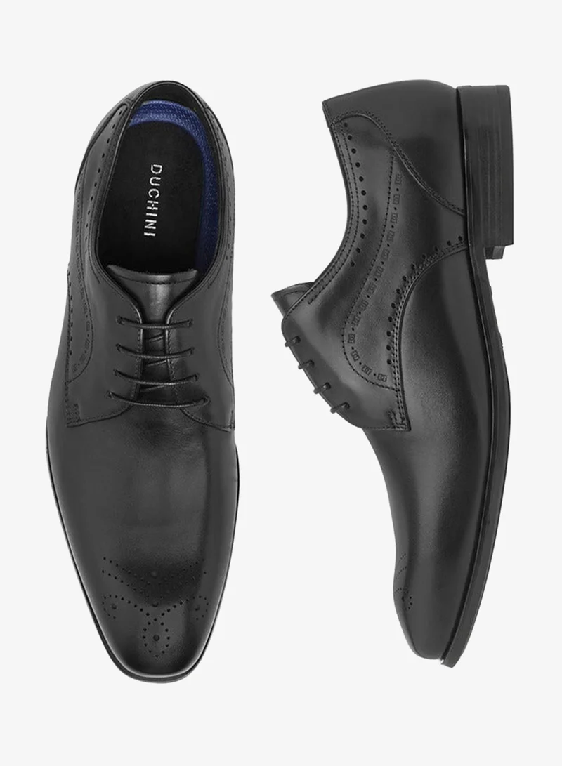 DUCHINI Men's Cutout Detail Derby Shoes with Lace-Up Closure