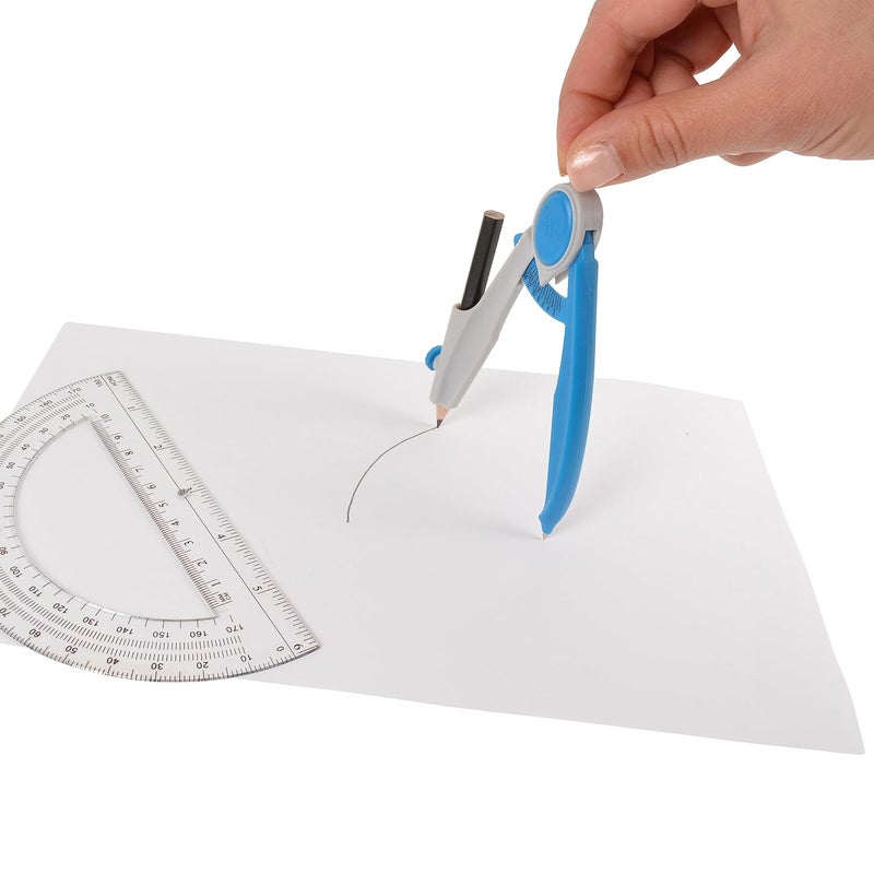 Westcott 14558 2Piece Compass and Protractor Set with New Plastic Pencil for Math Geometry - Image 5