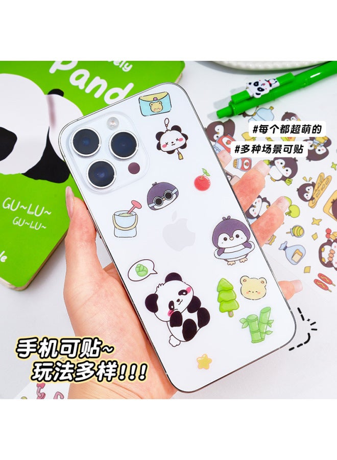 HELPS Cute Panda Stickers For Students Creative Cartoon Handbook Stickers Children's Handmade Diy Decorative Stickers Set - Image 2