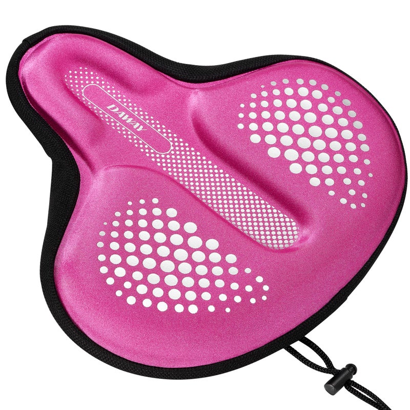 DAWAY C9 Extra Large Comfortable Bike Seat Cushion - Wide Foam Gel Padded Bike Seat Cover for Men Women Comfort, Fit for Peloton, Stationary Indoor Exercise, Mountain Road Outdoor Bicycle Saddle, Pink - Image 1