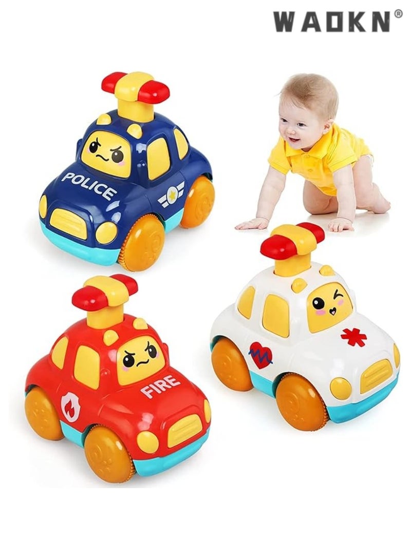 WAOKN Pull Back Cars for Toddlers, Colorful Push and Go Toys for Ages 1-3, 3 Pack Kids Early Educational Vehicles - Perfect for Boys and Girls Birthday Party Favors Gift (Inertial Cars) - Image 1