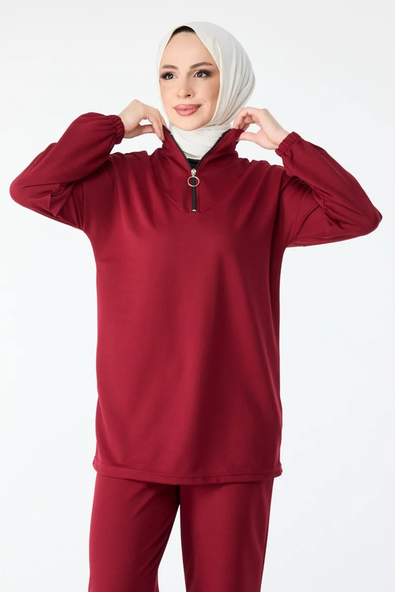 Tofisa 13074-Burgundy Tunic Trousers