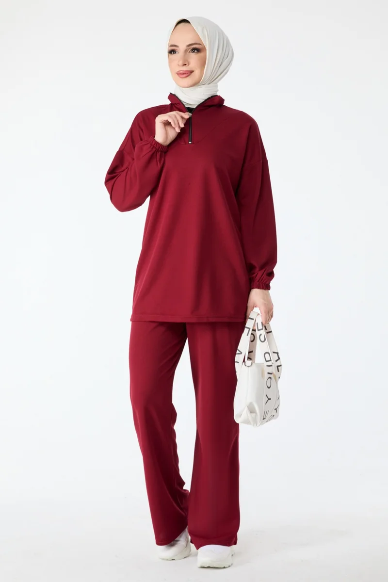 Tofisa 13074-Burgundy Tunic Trousers