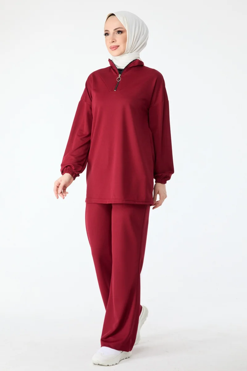 Tofisa 13074-Burgundy Tunic Trousers