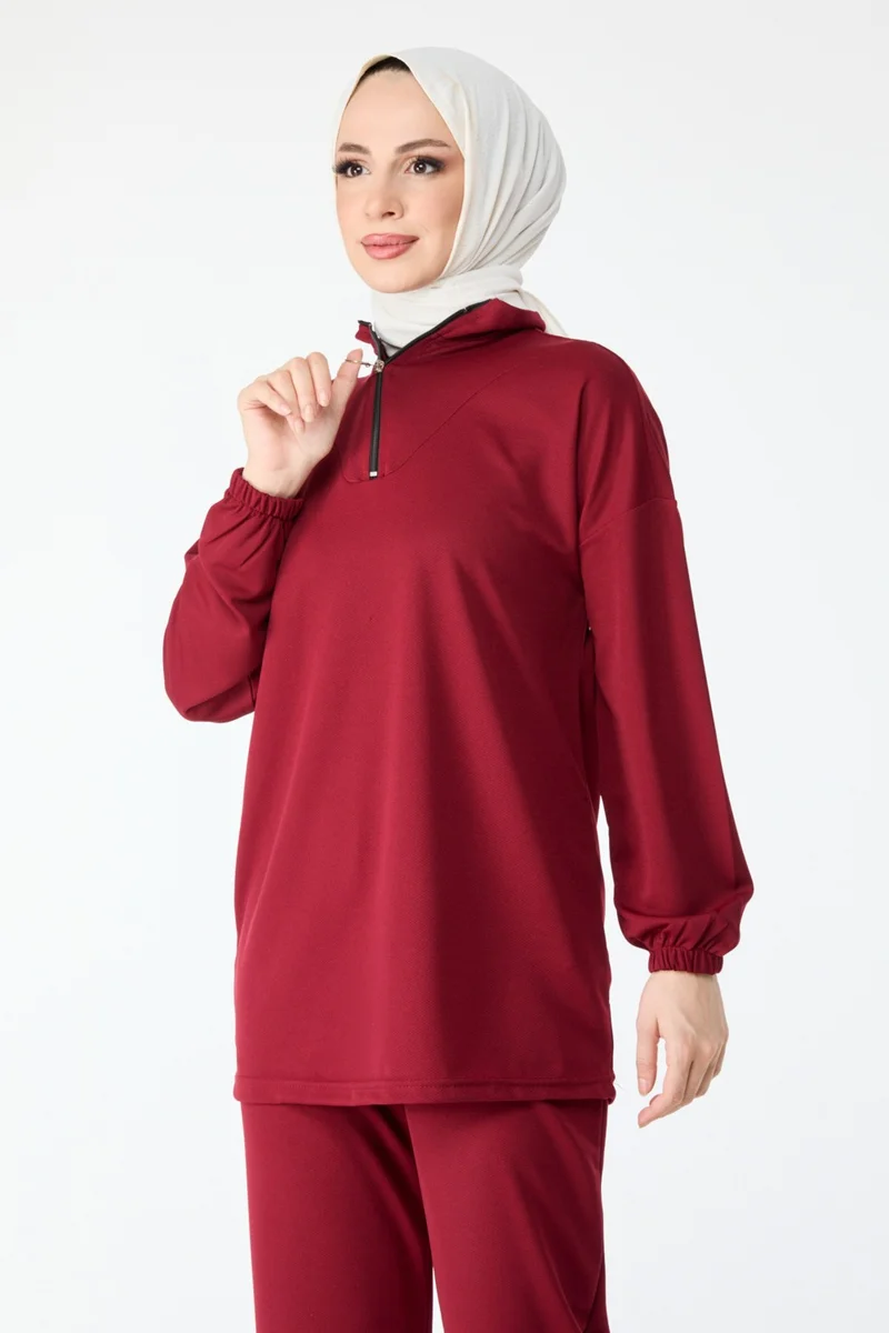 Tofisa 13074-Burgundy Tunic Trousers