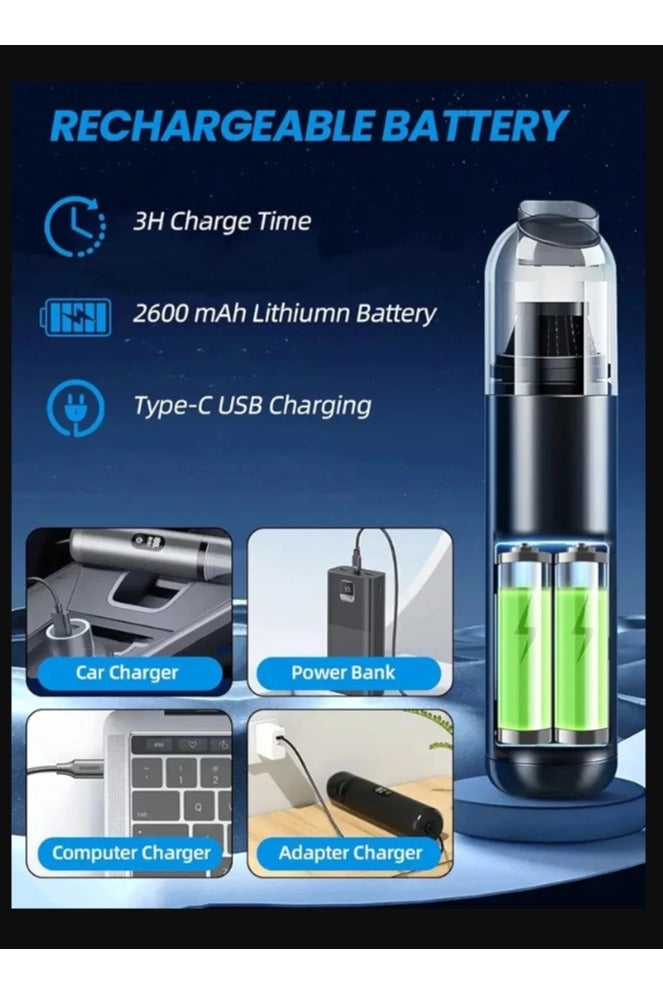 Handheld Vacuum Cleaner/Air Duster  Cordless – Car Vacuum Cleaner Portable Rechargeable High Power Brushless Motor 10000 PA Strong Suction 2 in 1 Air Duster and Mini Handheld Vacuum Cleaner Foldable Compressed Air Duster Rechargeable Handheld Vacuum Cordless Keyboard Cleaner Air Blower Car Vacuum Cleaner for Compute/Car/House - Image 4