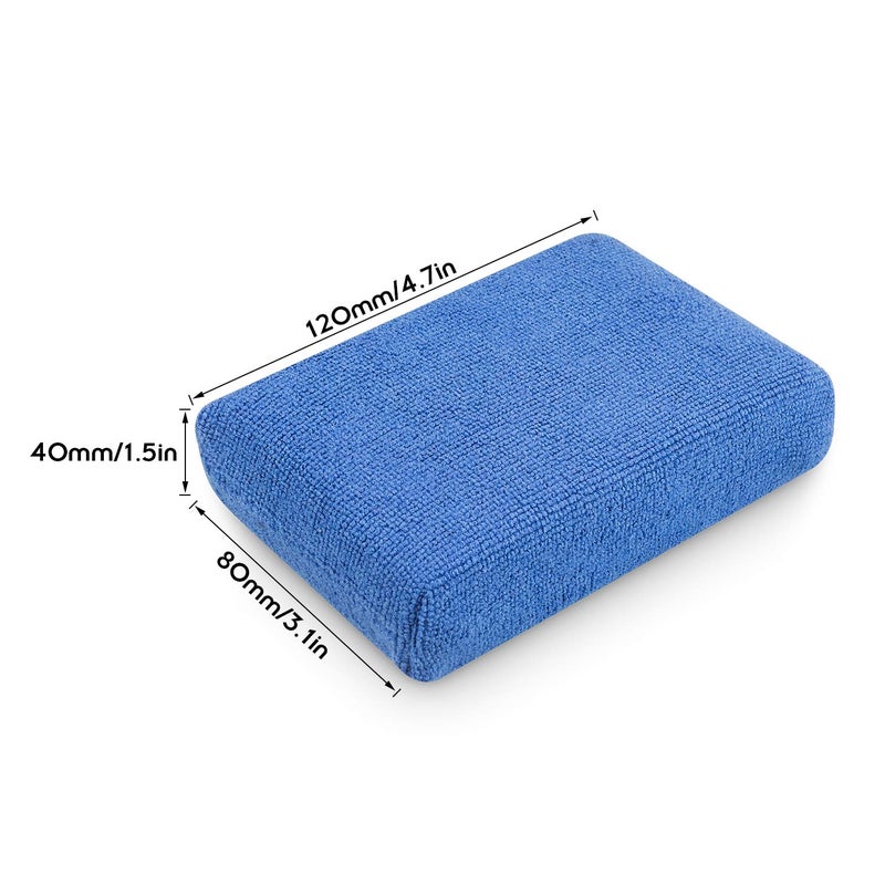 STARVAST Microfiber Sponge Applicators - Pack of 10 Sponges Wrapped in Microfiber Cloths. Strong Inside-Stitches, Great for Applying Wax, Sealants & Other, 12 x 8 x 4cm, Blue - Image 2