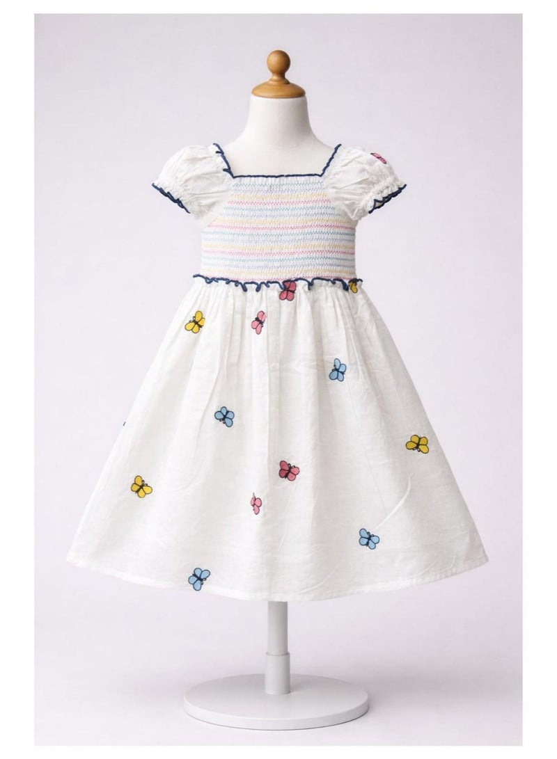 Frock wala 🦋 Girls Butterfly Embroidered Cotton Frock – Soft, Breathable & Summer Comfort Wear - Image 4