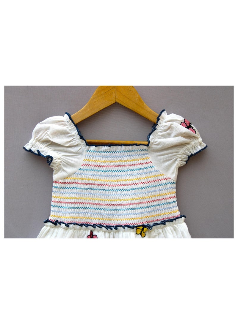 Frock wala 🦋 Girls Butterfly Embroidered Cotton Frock – Soft, Breathable & Summer Comfort Wear - Image 3