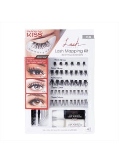 Lash Couture Lash Mapping Kit with 3 Mapping Stickers, Semi-Permanent Lash Adhesive, Adhesive Remover, Tweezers, Spoolie, Micro Brush, and 42 Lash Clusters