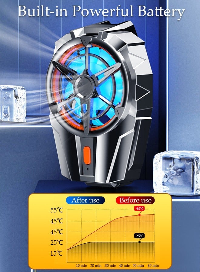Loquat Phone Cooler for Live Streaming and Gaming, Fast Phone Cooling Fan with Adjustable 3 Gear Wind Speed and Adjustable Stand, Fit All Types of iPhone Android Smartphones  - Image 1