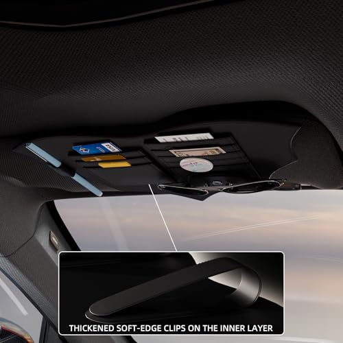 AWinjoy Car Visor Organizer, Multifunctional Auto Interior Accessories Storage Pocket Sun Visor Pouch for Card License Registration Document Pen Key Interior Accessories Pocket Organizer - Image 4