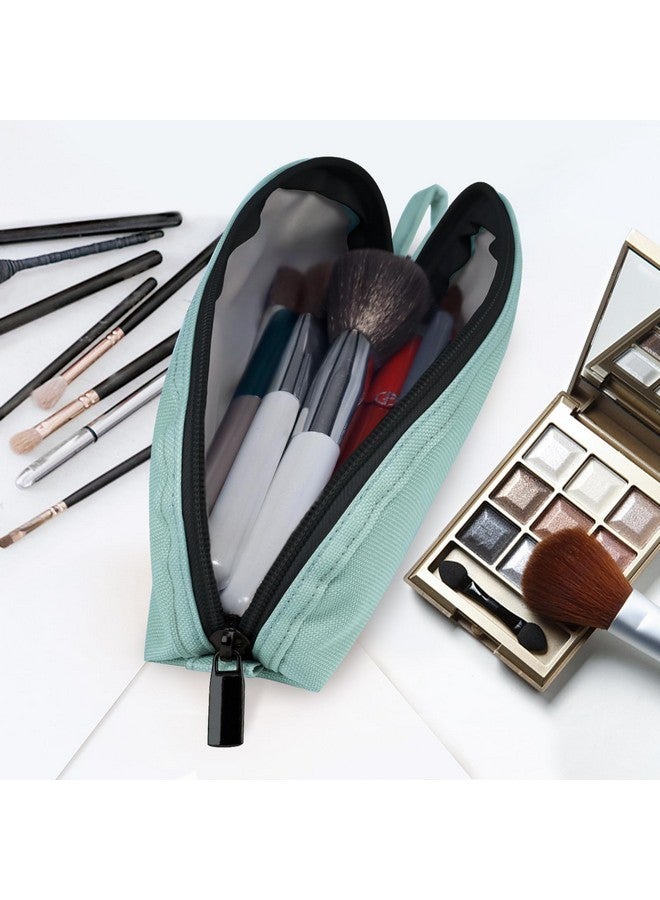 جلوبي حامل فرشاة المكياج للسفر - حقيبة مكياج صغيرة، حقيبة مستحضرات تجميل مدمجة، حقيبة مستحضرات تجميل محمولة لتنظيم الفرش أثناء التنقل، لون أخضر نعناعي - Image 2