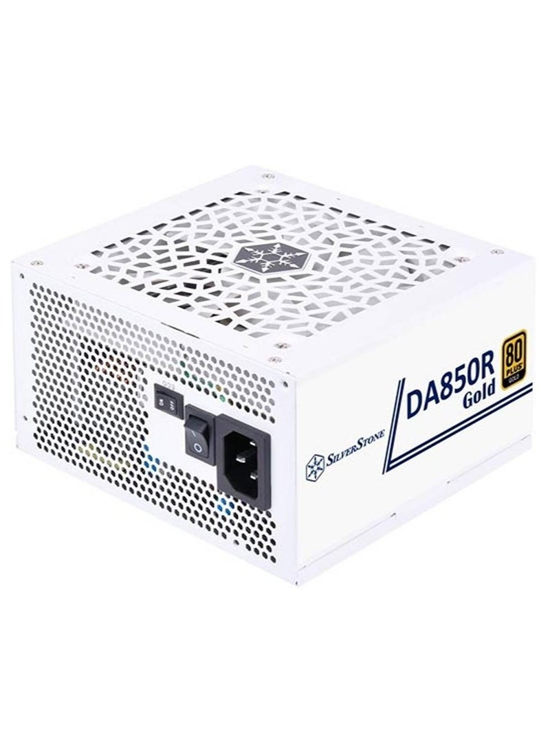 SilverStone Technology - DA850R Fully Modular Power Supply, 80 PLUS Gold, 850W ATX 3.0 & PCIe 5.0, Active PFC, Silent 120mm Fan, Advanced Protections, 12V-2x6 PCIe Connector, White | SST-DA850R-GMA-WWW - Image 1
