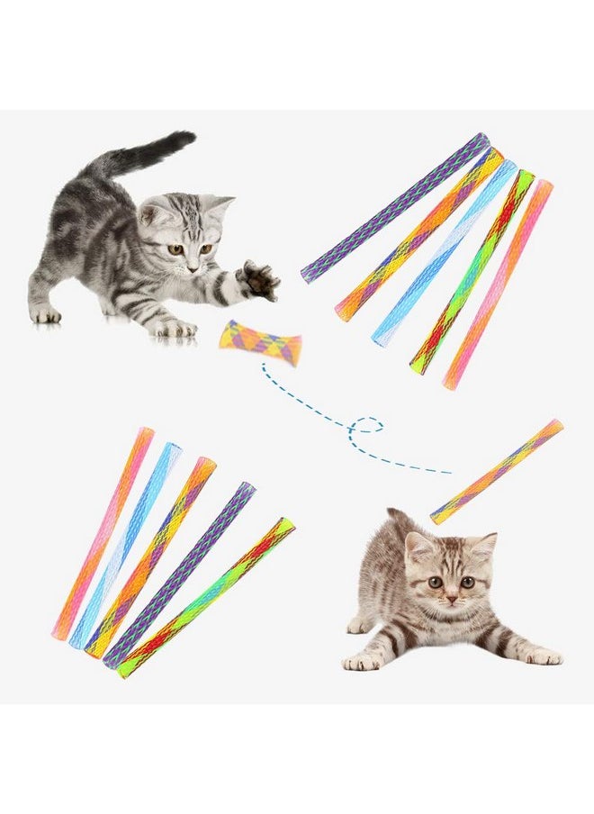 WishLotus - WishLotus Cat Toys, 30pcs Interactive Cat Toy Colorful Cat Stick Toy Telescopic Cat Mesh Pole Cat Jumping Toy Flexible & Shapeable Cat Spring Tube Kitten Chew Toys to Kill Time and Keep Fit (30pcs) - Image 1