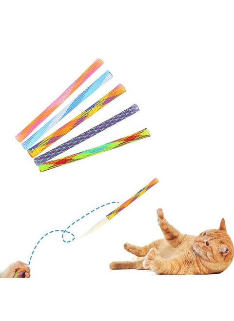 WishLotus Cat Toys, 30pcs Interactive Cat Toy Colorful Cat Stick Toy Telescopic Cat Mesh Pole Cat Jumping Toy Flexible & Shapeable Cat Spring Tube Kitten Chew Toys to Kill Time and Keep Fit (30pcs)