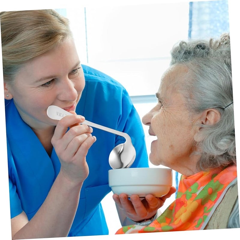 Ergonomic Angled Spoon for Elderly Disabled Self Feeding Durable Stainless Steel Tableware - Image 5