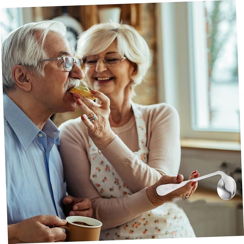 Ergonomic Angled Spoon for Elderly Disabled Self Feeding Durable Stainless Steel Tableware - Image 4