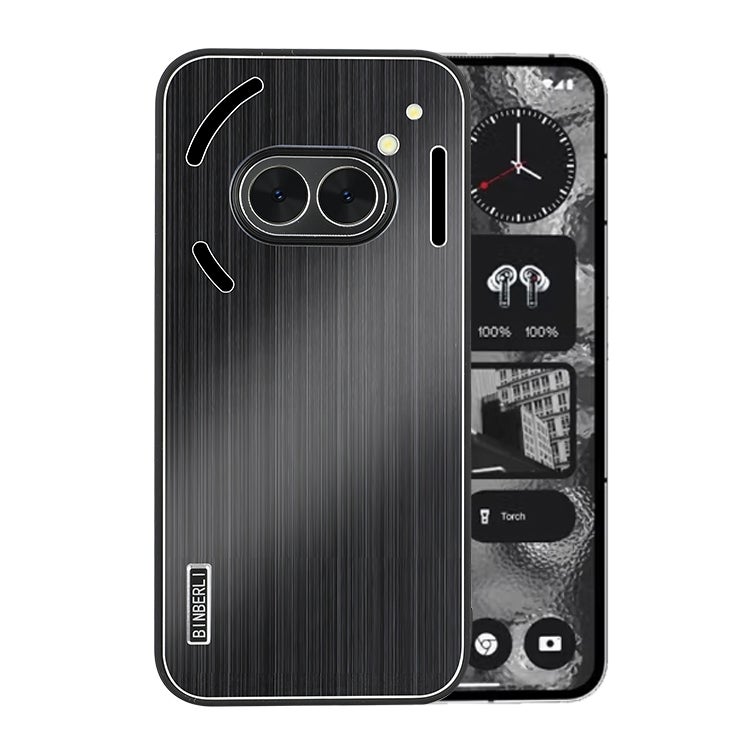 HuHa Protective Cover For Nothing Phone 2a / 2a Plus PC Hybrid Aluminum Alloy Brushed Shockproof Phone Case(Black) - Image 1