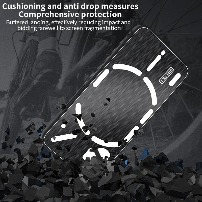 HuHa Protective Cover For Nothing Phone 2a / 2a Plus PC Hybrid Aluminum Alloy Brushed Shockproof Phone Case(Black) - Image 4