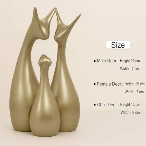 SRJANA Metallic Laurel Green Home Decor Lucky Deer Family Figurine (Set of 3, Laurel Green) - Image 3
