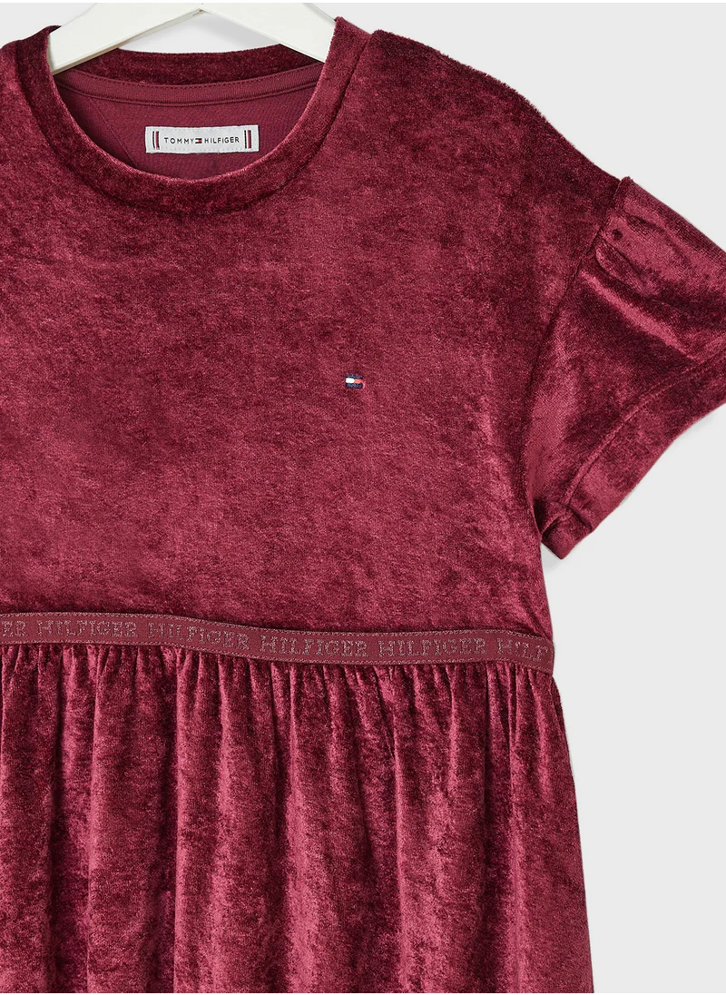 تومي هيلفيغر Kids Velour  Midi Dress