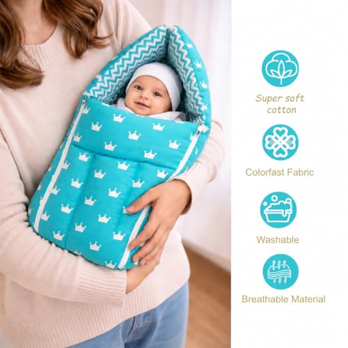 Infantbond by fareto Newborn Baby Bedding Essentials | Daily Needs Items | Hopsital kit Ready Combo | Baby Products All (Pack of 32) (0-6months)(Blue Crown) - Image 2