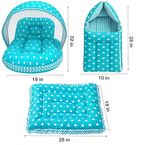 Infantbond by fareto Newborn Baby Bedding Essentials | Daily Needs Items | Hopsital kit Ready Combo | Baby Products All (Pack of 32) (0-6months)(Blue Crown) - Image 5