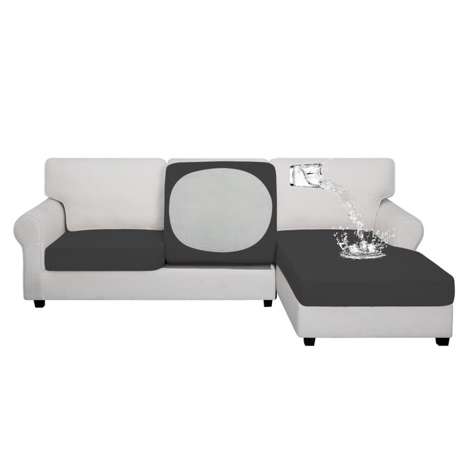 EASYGOING 100 WATERPROOF 3 PIECES COUCH CUSHION COVERS FOR SECTIONAL SOFA LEFTRIGHT L SHAPE CHAISE LOUNGE SOFA SEAT SLIPCOVER ANTISLIP SOFA COVER 2 SEATER 1 CHAISE DARK GRAY