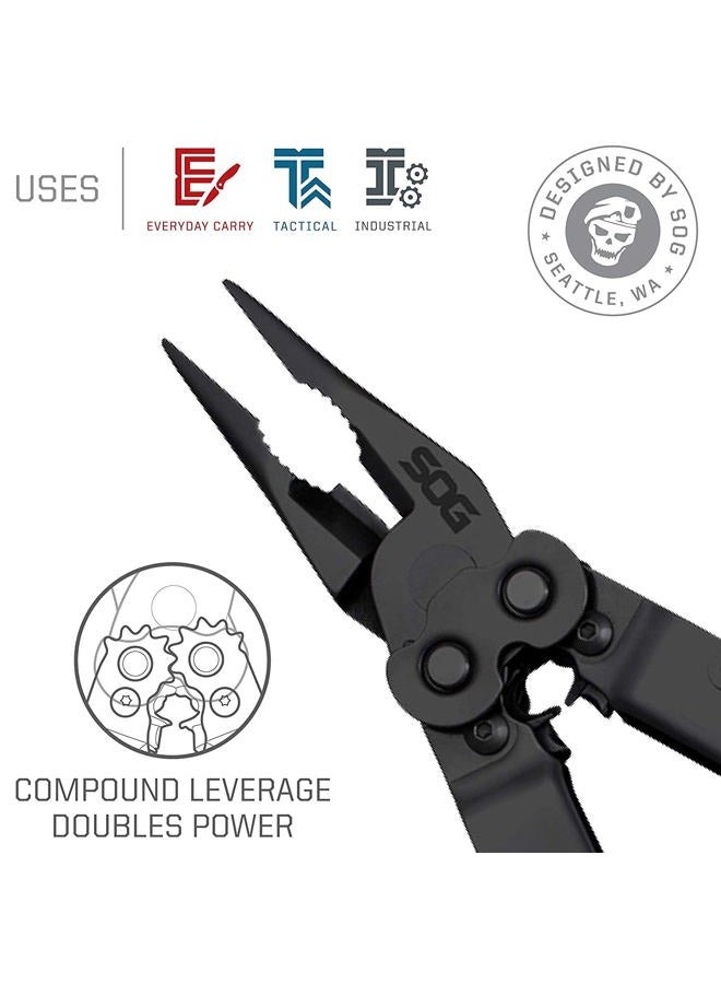 SOG أداة متعددة PowerLock - تقنية الرفع المركب مع جهاز تقليم EOD، هيكل من الفولاذ المقاوم للصدأ 420، 18 أداة خفيفة الوزن متخصصة (B61N-CP)، أسود - Image 2