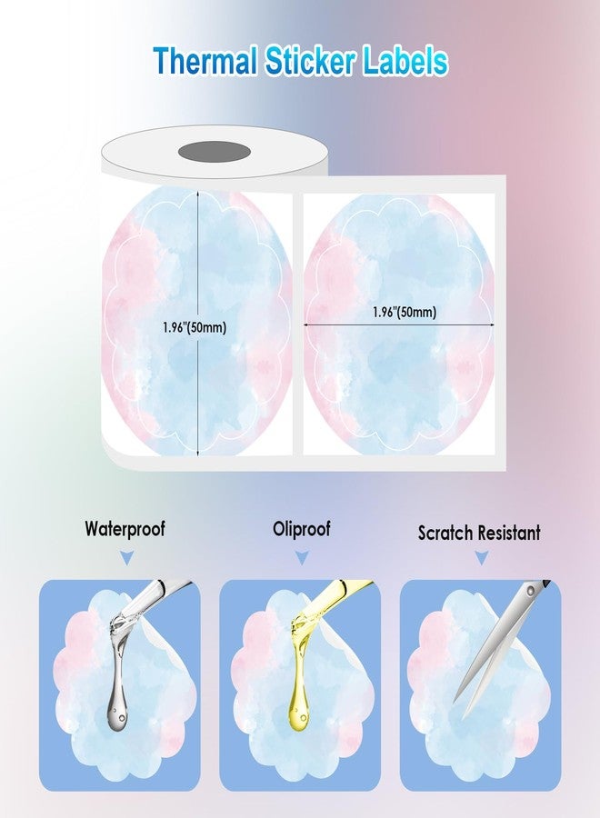 HUIJUTCHEN 3 Rolls Sticker Thermal Labels for Phomemo M110 M220 M221 M120 M200 Label Maker Printer 50x50MM Gradient Colorful Flower Edge Waterproof Labels Paper for DIY,Design,Address,Price,Name (140/Roll) - Image 2