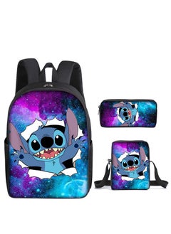 Stitch Three-Piece Set For Primary School Students Printed Cartoon Backpack Shoulder Bag Pencil Case Set