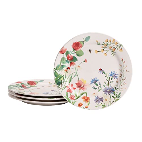 Bico Summer Provence Dinner Plates Set of 4 11 Inch Large Ceramic Plates for Pasta Steak Stylish Serving Dishes Microwave and Dishwasher Safe Gift for Housewarming and Thanksgiving
