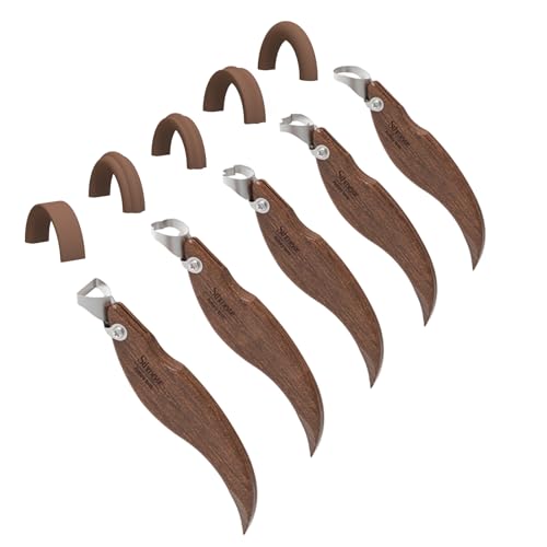 Sthmeyue Mug Handle Carving Tool, Pottery Handle Making Tools Set,5 PCS Walnut Wood Handle Sculpting & Carving Tools, Durable & Comfortable, Ideal for Shaping Clay Cup Handles - Image 1