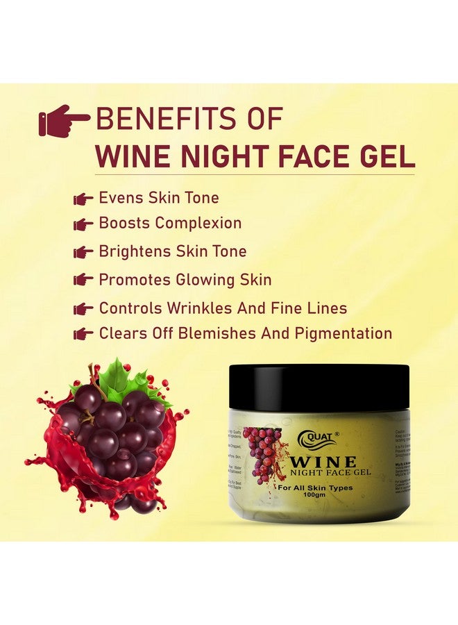 Quat Wine Night Face Gel for Glowing Skin,Oily Skin,Women,Men (100gm) (New) - Image 2