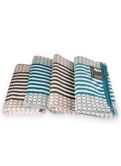 4 Piece Bathroom Towel Set HYDRO 420 GSM 100% Cotton Velour 4 Bath Towel 70x140 cm Brown & Grey Color Modern Stripe Design Luxury Touch Extra Absorbent - pzsku/ZB4DE018E67CD51FB28AAZ/45/_/1697099397/afbe63e2-a207-4597-ac46-8bf2f6a27323