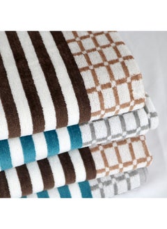 4 Piece Bathroom Towel Set HYDRO 420 GSM 100% Cotton Velour 4 Bath Towel 70x140 cm Brown & Grey Color Modern Stripe Design Luxury Touch Extra Absorbent - pzsku/ZB4DE018E67CD51FB28AAZ/45/_/1697099397/c8cb143a-ebbd-4986-b6a3-e73a0c57ec0a