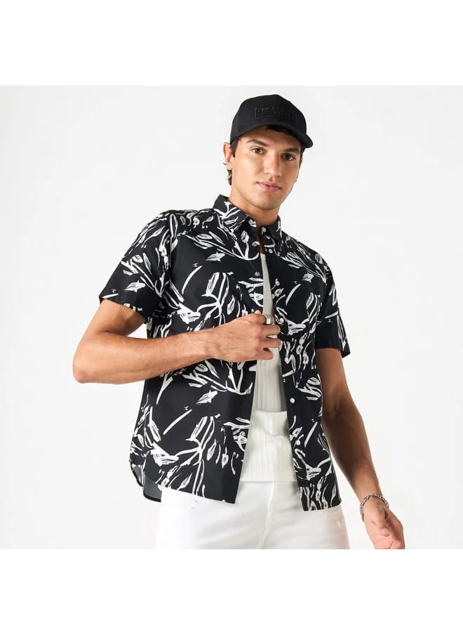 Lee Cooper Lee Cooper Regular Fit All-Over Print Shirt with Short Sleeves