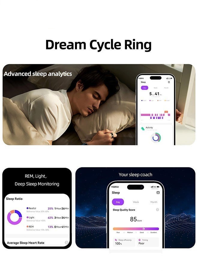 Bukela Smart Ring Health Tracker, Sleep Quality Monitor Fitness Step Counting Ring with Charging Case, Phone Selfie Remote Control, IP68 Waterproof and Dustproof, for Android IOS - Image 3