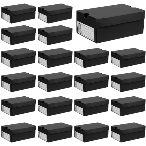 Foxtell 24 Pack Mini Sneaker Boxes for Party Favors 6.1 x 3.9 x 2.6 Inch Mini Shoe Gifts Boxes for Candies Cookies Snacks Sports Small Gift Case with Label for Wedding, Holiday, Birthday Party Favor (Black) - Image 1