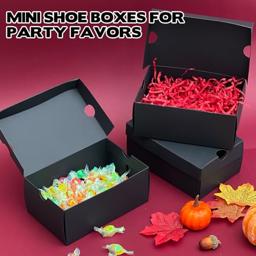 Foxtell 24 Pack Mini Sneaker Boxes for Party Favors 6.1 x 3.9 x 2.6 Inch Mini Shoe Gifts Boxes for Candies Cookies Snacks Sports Small Gift Case with Label for Wedding, Holiday, Birthday Party Favor (Black) - Image 5