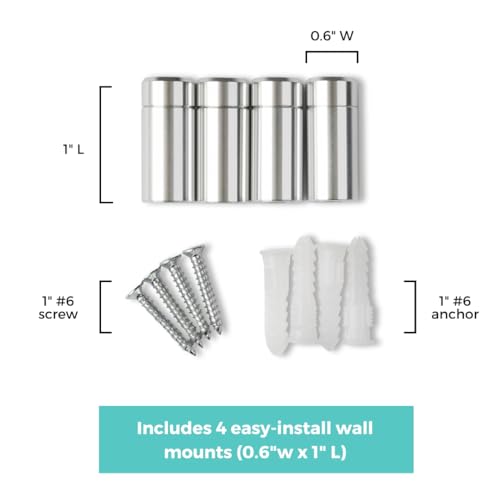Wexel Art 1" Silver Stainless Steel Mounting Hardware for Acrylic Floating Frames (Pack of 4) - Image 2