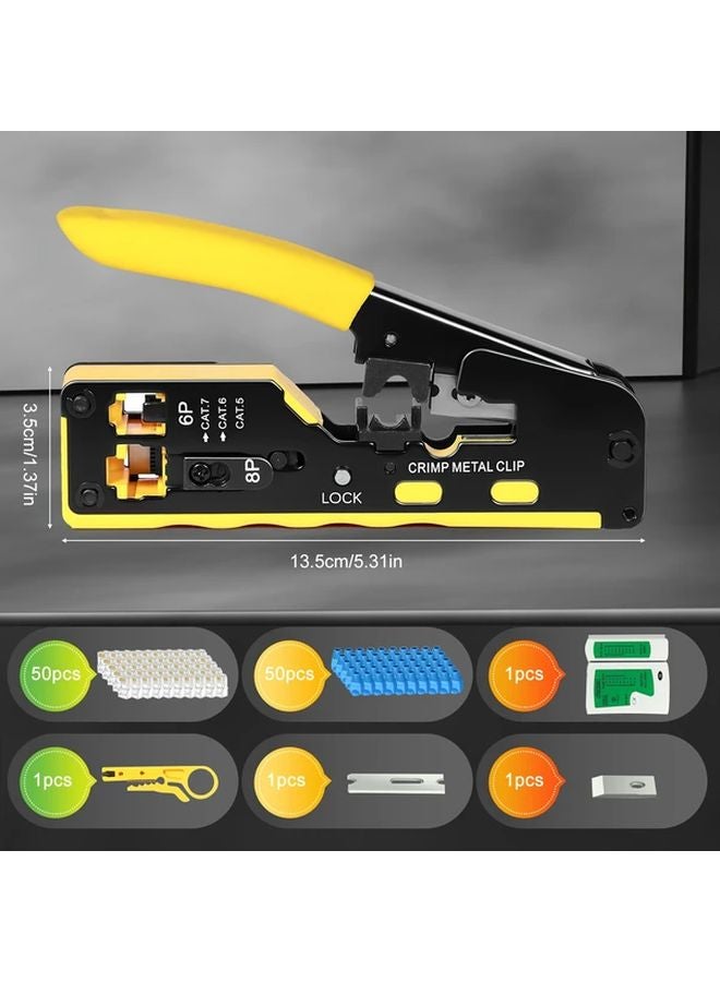 105 قطعة من مجموعة كماشة كابل الشبكة RJ45 من الفولاذ الكربوني بمقبض غير قابل للانزلاق لـ CAT5 و6 و7 - Image 3