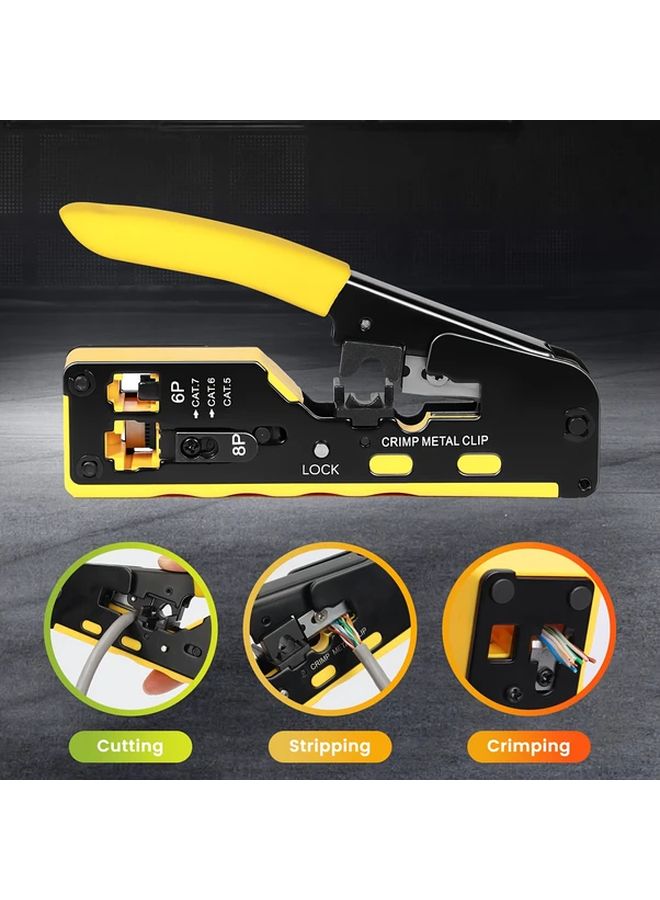 105 قطعة من مجموعة كماشة كابل الشبكة RJ45 من الفولاذ الكربوني بمقبض غير قابل للانزلاق لـ CAT5 و6 و7 - Image 5