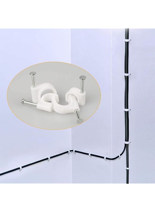 erorex 200Pcs Round Cable Clips Assortment 8Mm 10Mm Electrical Cable Wall Clip White Wire Clips Cable Management Cable Nail Clips Plastic Wire Holder Pin For Wire Ethernet Cable Telephone Cable Tv Wire - Image 5