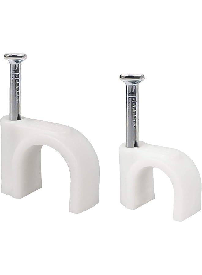 erorex 200Pcs Round Cable Clips Assortment 8Mm 10Mm Electrical Cable Wall Clip White Wire Clips Cable Management Cable Nail Clips Plastic Wire Holder Pin For Wire Ethernet Cable Telephone Cable Tv Wire - Image 1