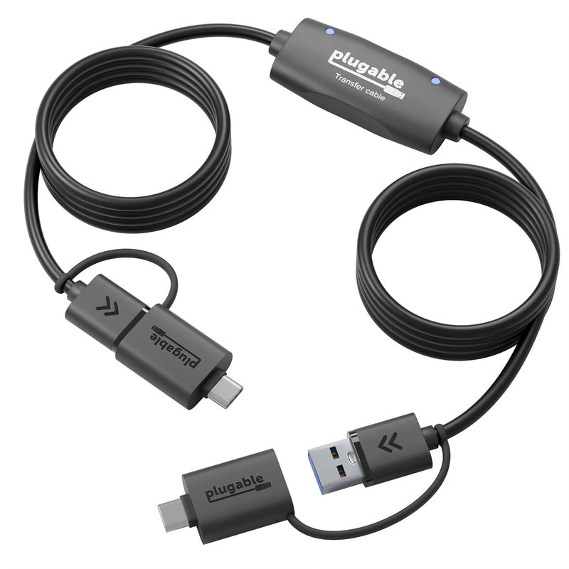 بلاج آبل كابل نقل بيانات USB قابل للتوصيل، من كمبيوتر إلى كمبيوتر، متوافق مع منافذ USB C وUSB 3.0 في نظام ويندوز؛ يسمح بنقل الملفات إلى الكمبيوتر الجديد باستخدام برنامج Bravura Easy Computer Sync المرفق. الطول: 6.6 قدم (USBC-TRAN). - Image 1