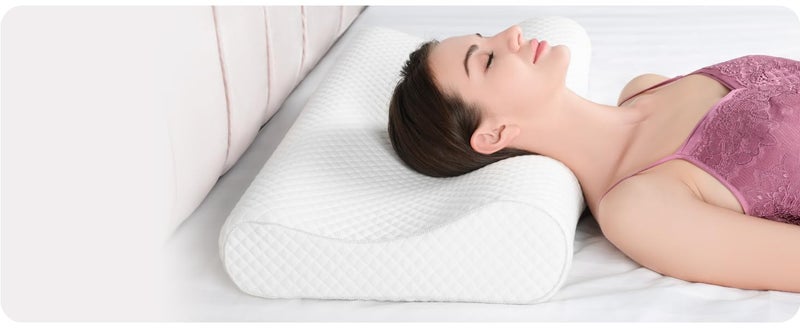 Araami Cervical Contour Memory Foam Pillow for Sleeping,Orthopedic Pillow for Neck Pain, Support for Back,Stomach,Side Sleepers, with Breathable Zip Cover (Big White) (21 X 13.75 X 4 INCH) - Image 2