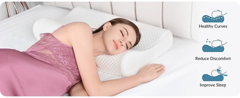 Araami Cervical Contour Memory Foam Pillow for Sleeping,Orthopedic Pillow for Neck Pain, Support for Back,Stomach,Side Sleepers, with Breathable Zip Cover (Big White) (21 X 13.75 X 4 INCH) - Image 4
